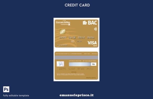 modello di carta oro visto Honduras BAC Bank in stile verificato